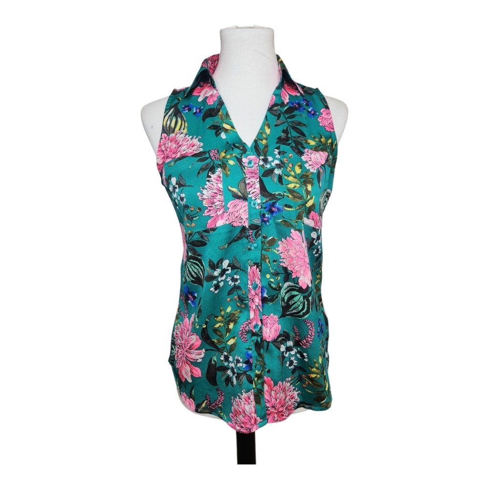 Express Portofino Floral Sleeveless Button-Down Top XS